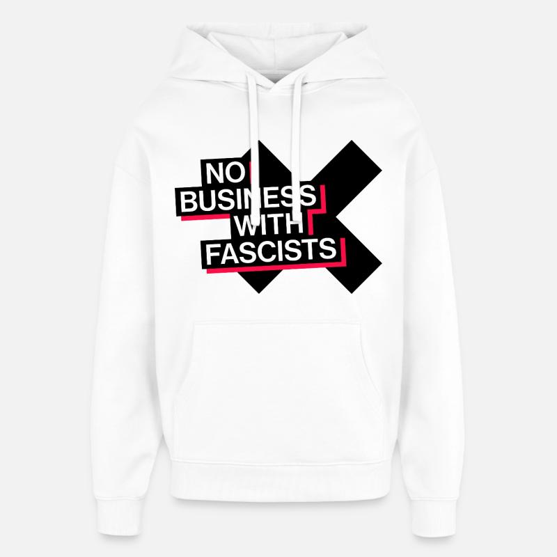 PAS D’AFFAIRES AVEC LES FASCISTES - Sweat à capuche unisexe Stanley/Stella Oversized - blanc