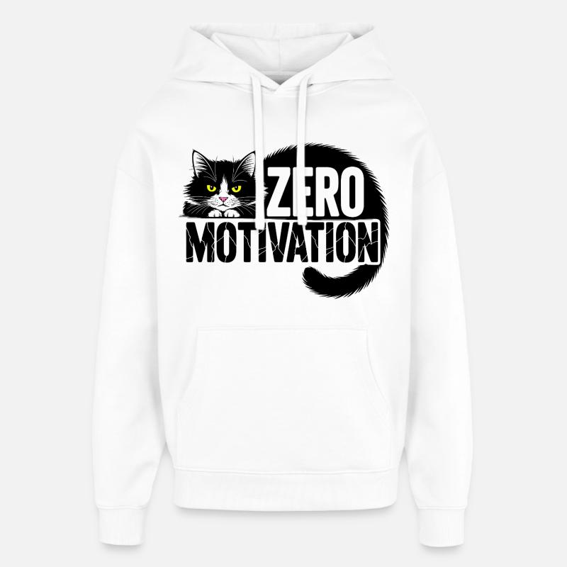 Chat sans motivation - Sweat à capuche unisexe Stanley/Stella Oversized - blanc