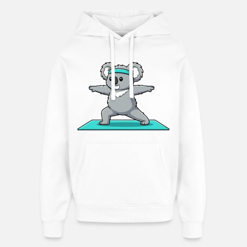 Yoga Koala Bear en posture guerrière - Sweat à capuche unisexe Stanley/Stella Oversized - blanc