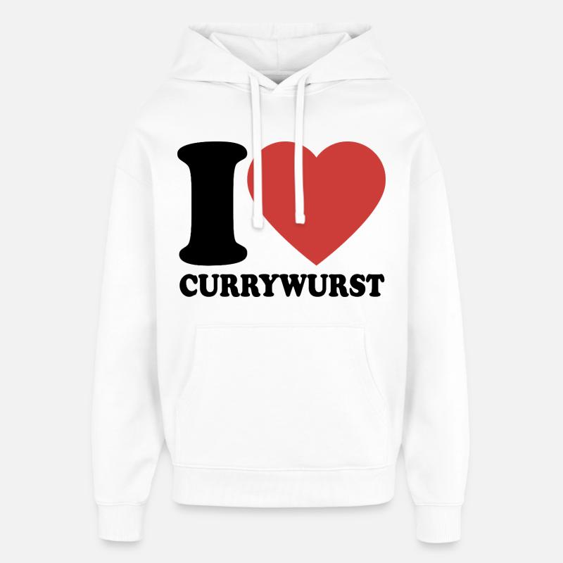 J’aime Currywurst - Cœur - Restauration rapide - Sweat à capuche unisexe Stanley/Stella Oversized - blanc