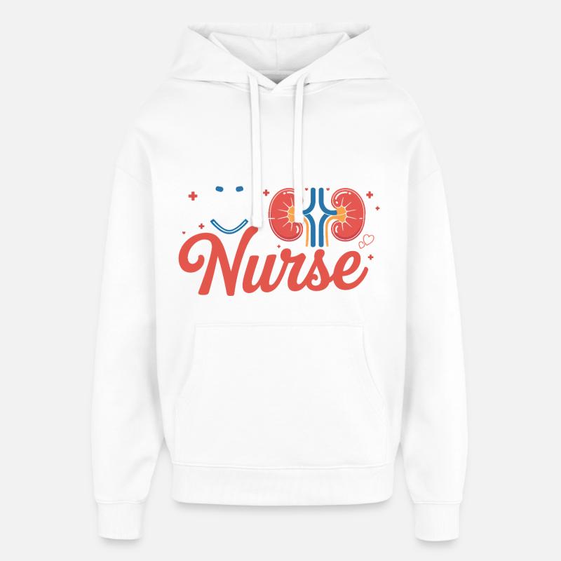 Motif d’infirmière en dialyse avec rein - Sweat à capuche unisexe Stanley/Stella Oversized - blanc