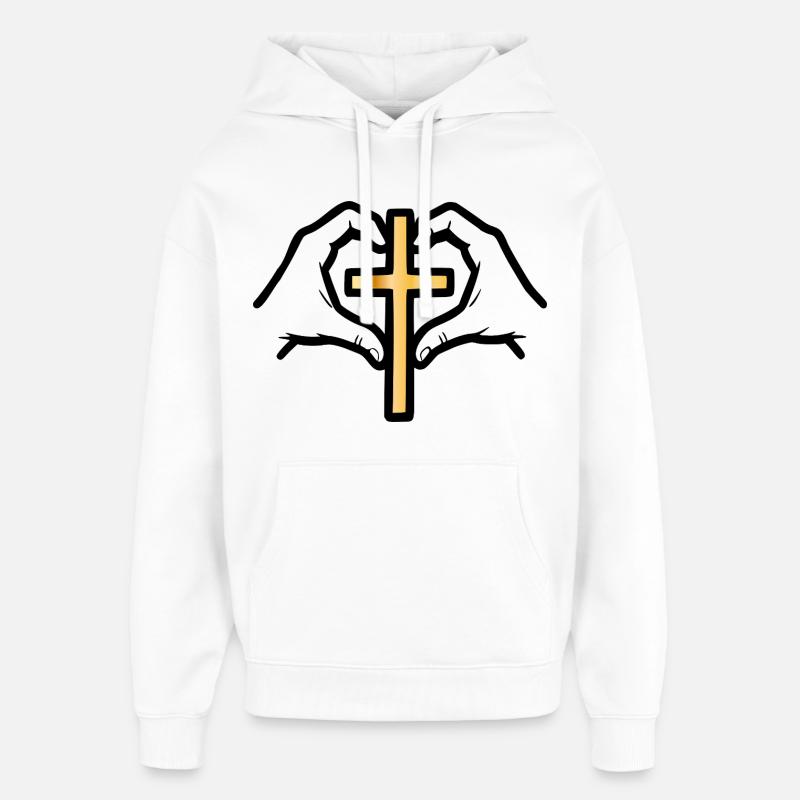 L’ÉGLISE CHRÉTIENNE CROIT - Sweat à capuche unisexe Stanley/Stella Oversized - blanc