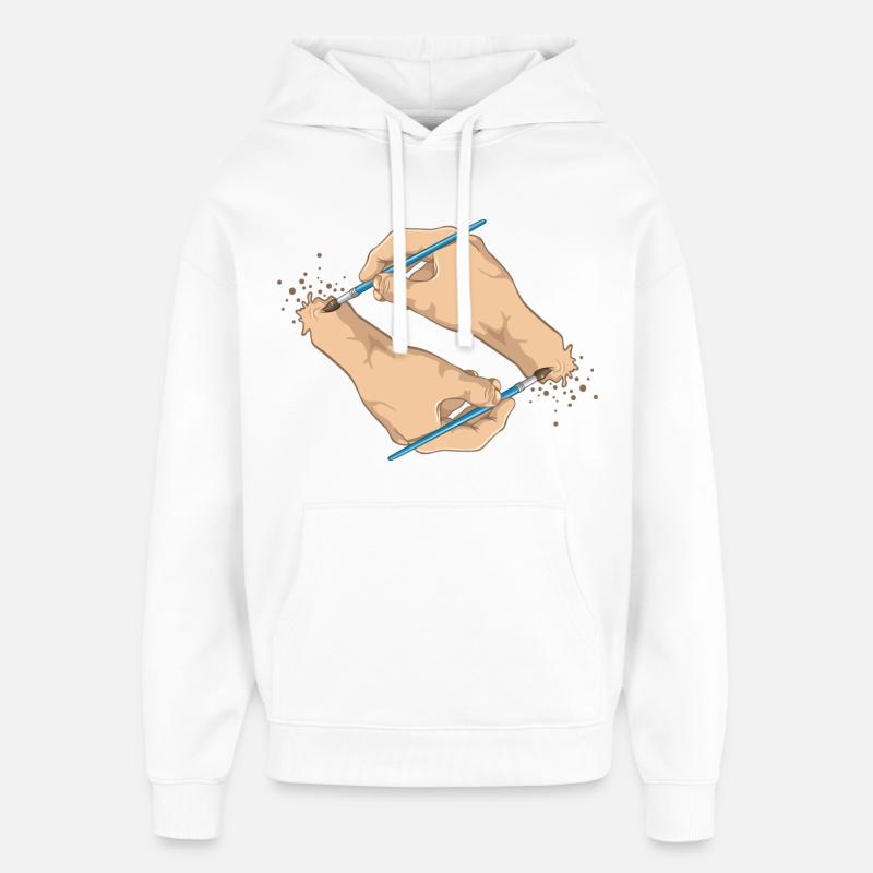 Mains et pinceaux - Sweat à capuche unisexe Stanley/Stella Oversized - blanc