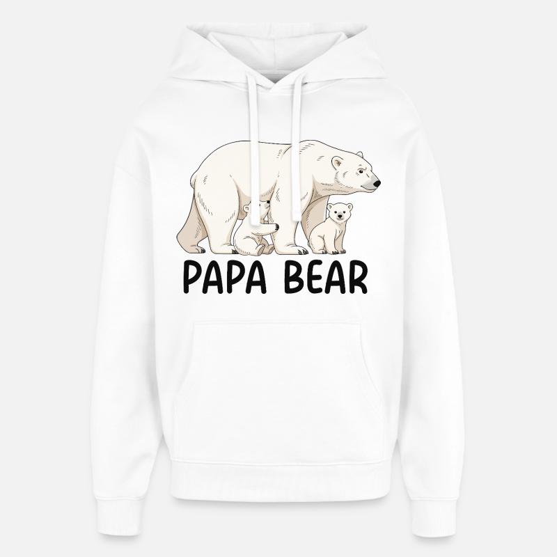 Papa Ours - Sweat à capuche unisexe Stanley/Stella Oversized - blanc