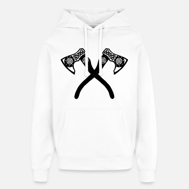 Haches vikings noires - Sweat à capuche unisexe Stanley/Stella Oversized - blanc