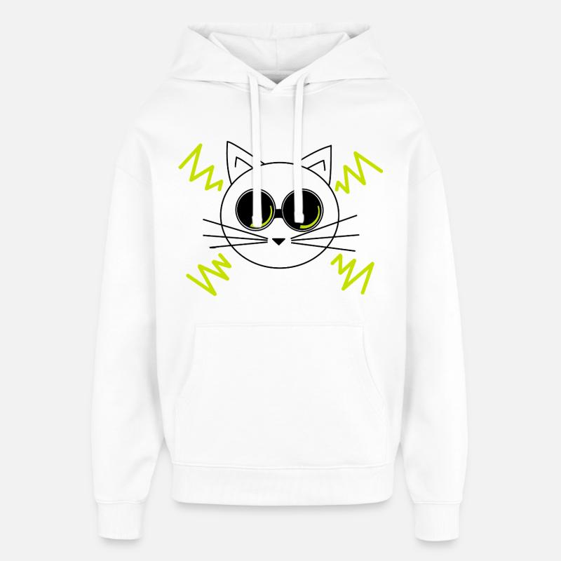 Chat de l’espace - Sweat à capuche unisexe Stanley/Stella Oversized - blanc