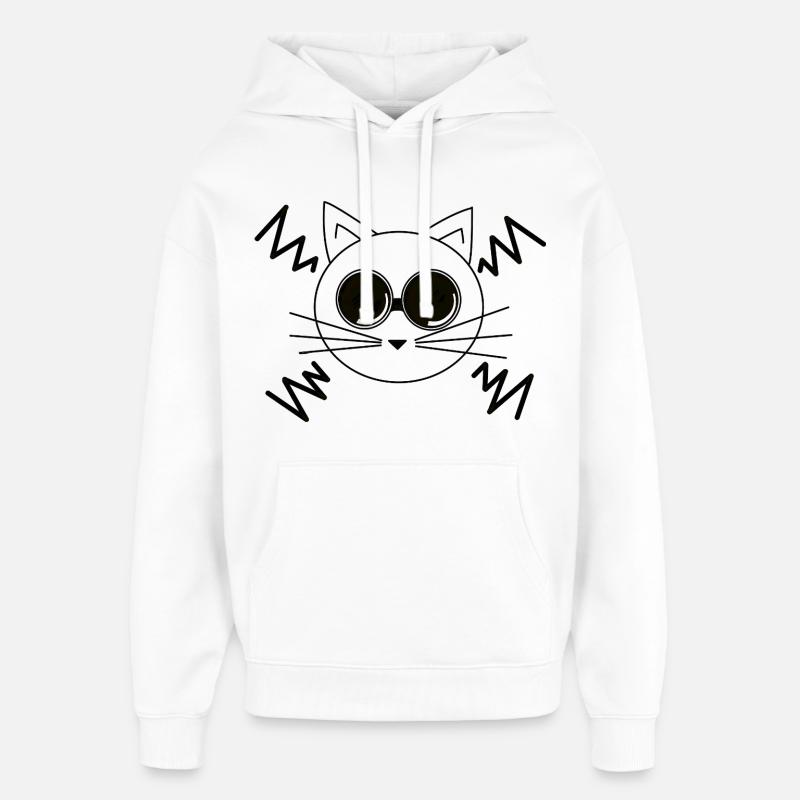 Chat de l’espace - Sweat à capuche unisexe Stanley/Stella Oversized - blanc