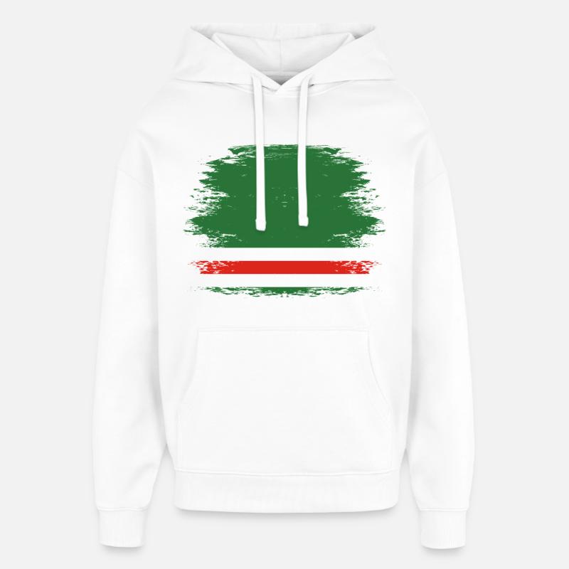 Drapeau de la Tchétchénie utilisé - Sweat à capuche unisexe Stanley/Stella Oversized - blanc