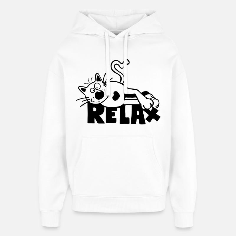 Relax Chat - Sweat à capuche unisexe Stanley/Stella Oversized - blanc