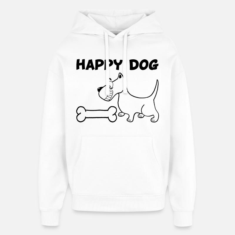 Un chien heureux (noir) - Sweat à capuche unisexe Stanley/Stella Oversized - blanc
