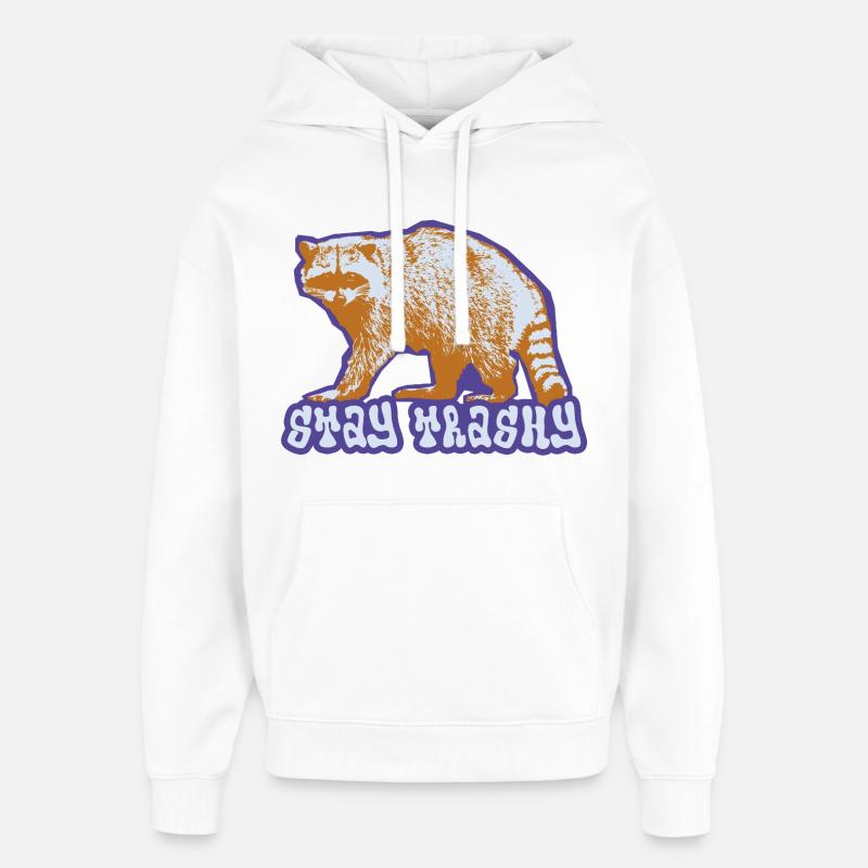 Stay Trashy – Raton laveur effronté - Sweat à capuche unisexe Stanley/Stella Oversized - blanc