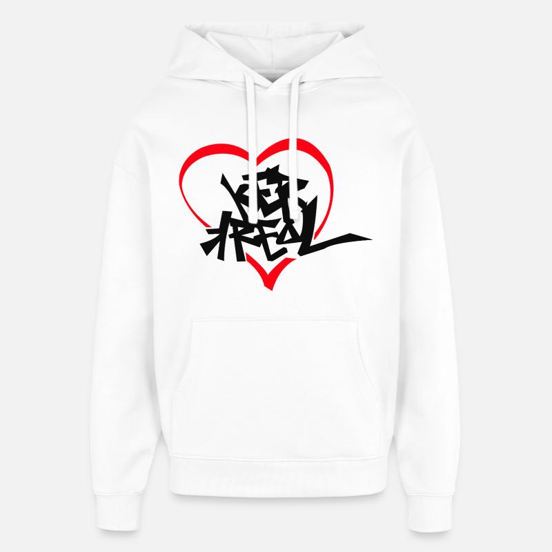 I love Ker Kreol - Sweat à capuche unisexe Stanley/Stella Oversized - blanc