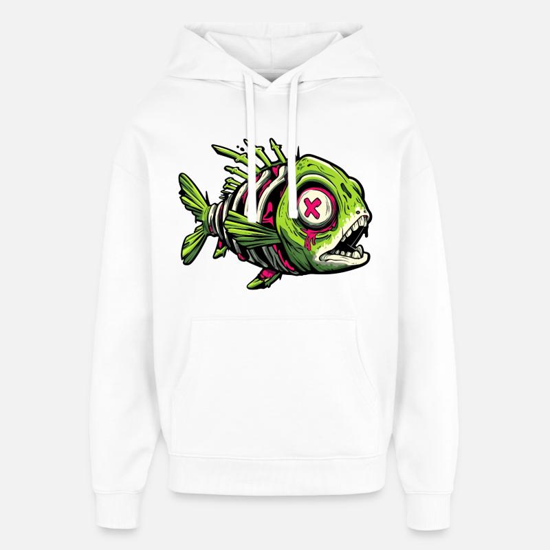 Graffiti de poisson zombie - Sweat à capuche unisexe Stanley/Stella Oversized - blanc
