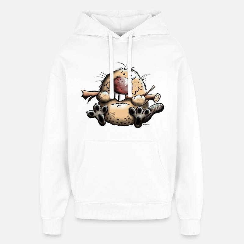Divertente Castoro - Castori - Stanley/Stella Oversized Felpa con cappuccio unisex - bianco