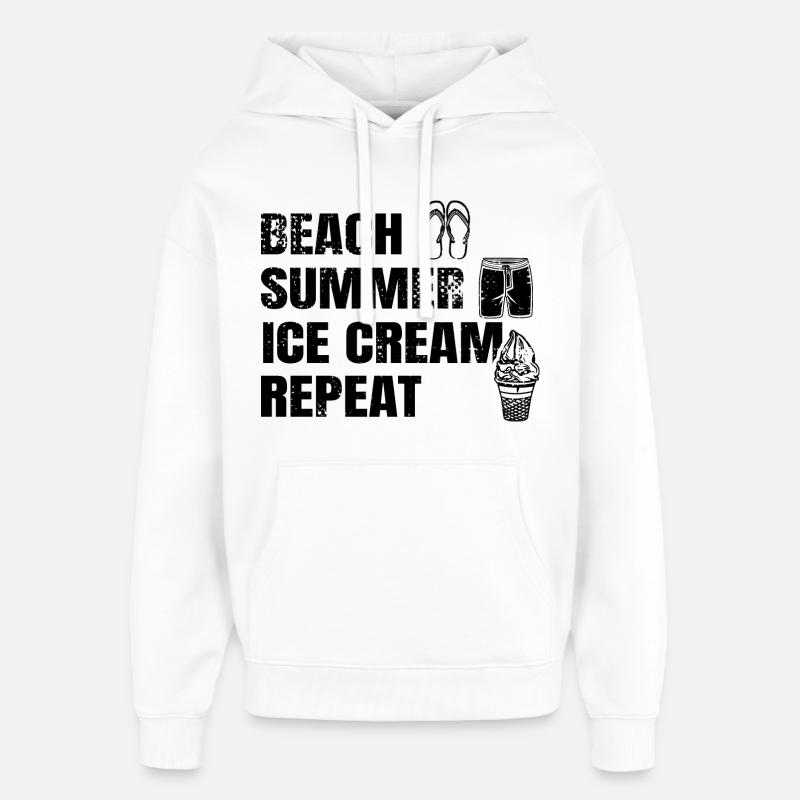 Plage Été Crème glacée Répétition - Sweat à capuche unisexe Stanley/Stella Oversized - blanc