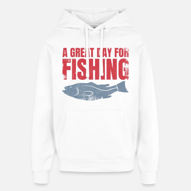 Slogan de pêche - Sweat à capuche unisexe Stanley/Stella Oversized - blanc