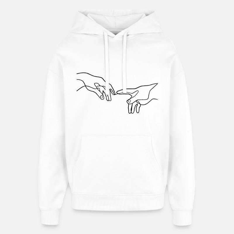 La création des mains d’Adam - Sweat à capuche unisexe Stanley/Stella Oversized - blanc