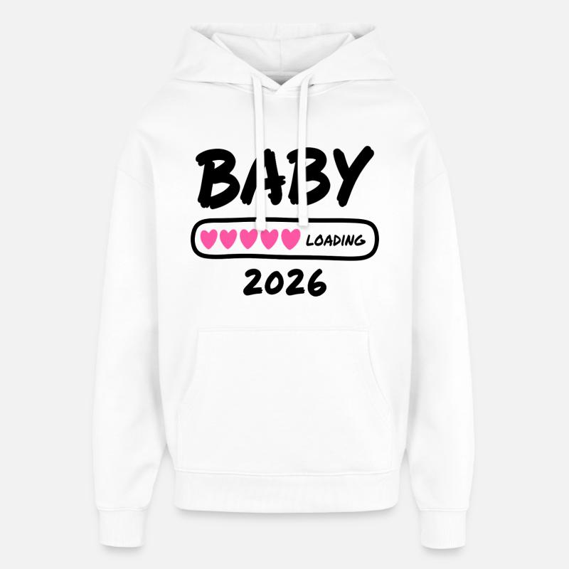 Baby Loading 2026 Parents enceintes - Sweat à capuche unisexe Stanley/Stella Oversized - blanc