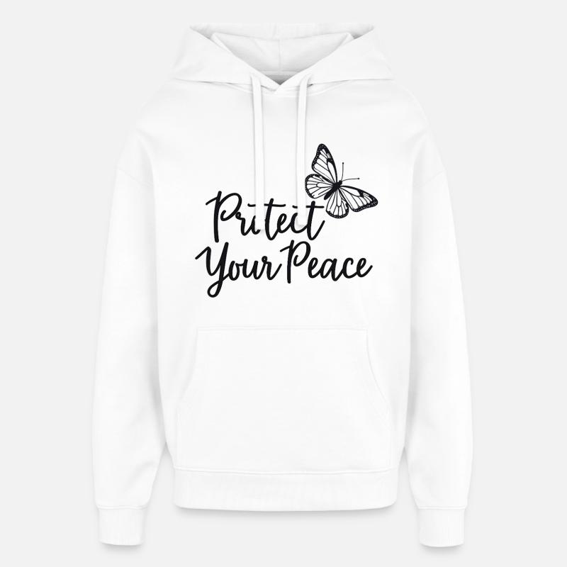 Proteggi la tua pace Farfalla Pace interiore - Stanley/Stella Oversized Felpa con cappuccio unisex - bianco