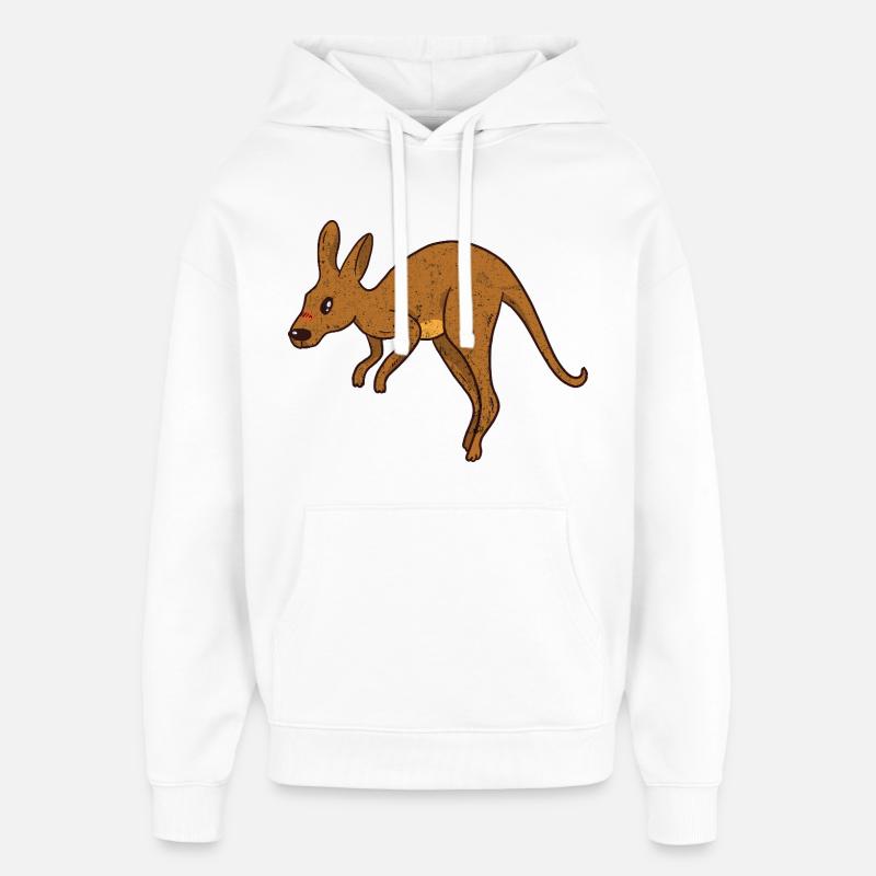 Kangaroo Vintage Rust Texture - Oversized Unisex Hoodie by Stanley/Stella - white