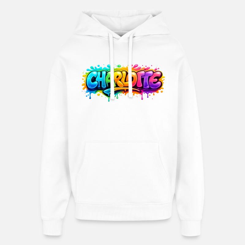 Graffiti  Charlotte Prénom cadeau idéal imprimable - Sweat à capuche unisexe Stanley/Stella Oversized - blanc