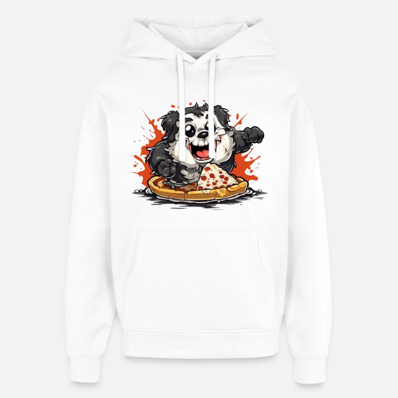 Pizza Panda : Happy Snack - Sweat à capuche unisexe Stanley/Stella Oversized - blanc
