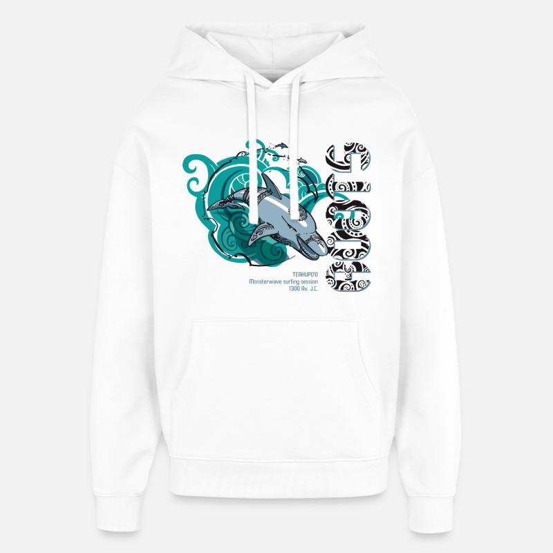 Dauphin Surf Roots - Sweat à capuche unisexe Stanley/Stella Oversized - blanc