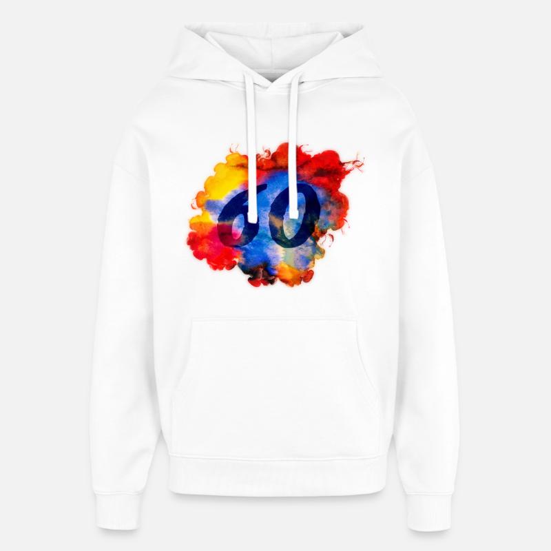 60e anniversaire - Aquarelle - Sweat à capuche unisexe Stanley/Stella Oversized - blanc
