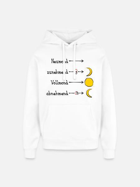 Mondphasen mit Eselsbrücke - dunkel - Oversized Unisex Hoodie von Stanley/Stella - Weiß