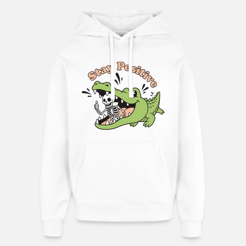 Crocodile vivant et motif squelette - Sweat à capuche unisexe Stanley/Stella Oversized - blanc