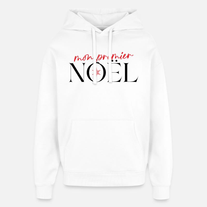 Mon premier Noël Flocon Rouge - Sweat à capuche unisexe Stanley/Stella Oversized - blanc