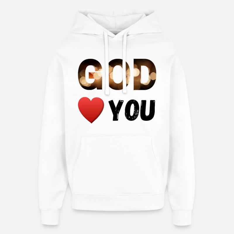 Dio ti ama - Stanley/Stella Oversized Felpa con cappuccio unisex - bianco