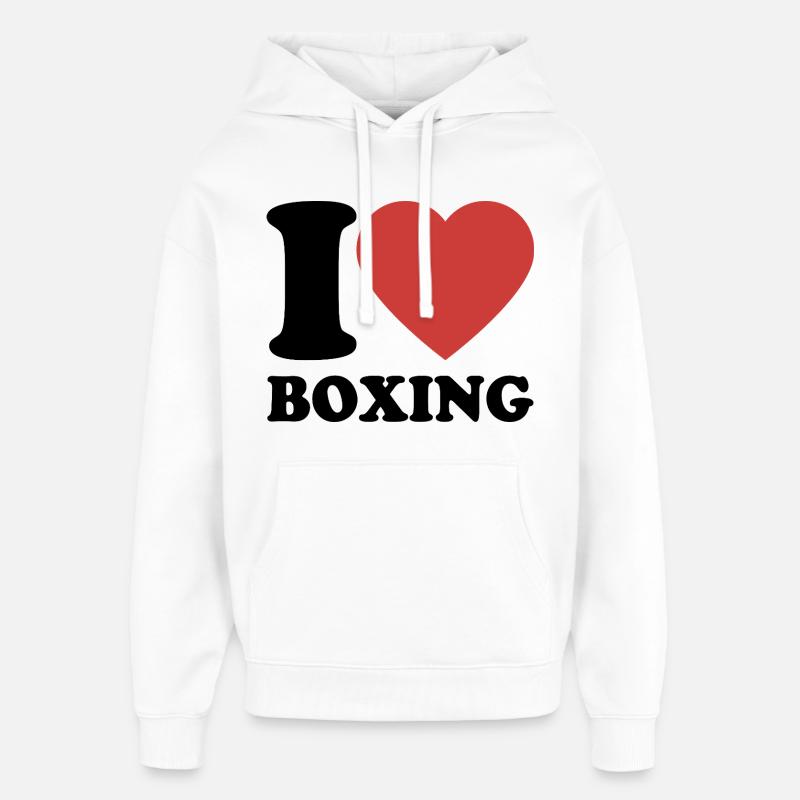 J’aime la boxe - Coeur - Boxe - Sweat à capuche unisexe Stanley/Stella Oversized - blanc