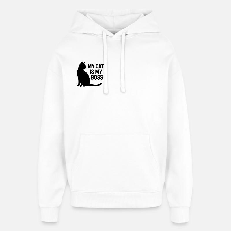 Le chat est le patron - Sweat à capuche unisexe Stanley/Stella Oversized - blanc