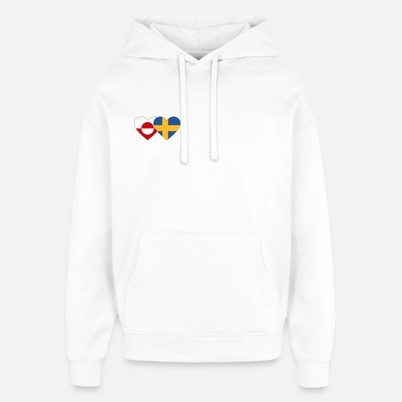 Cœur du drapeau du Groenland Suède - Sweat à capuche unisexe Stanley/Stella Oversized - blanc