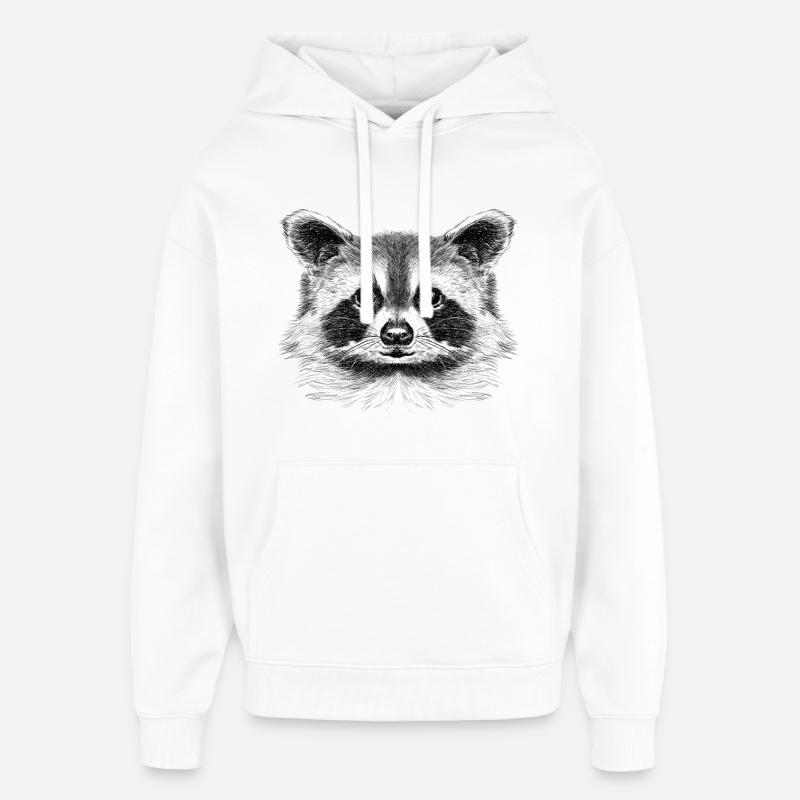 Racoon - Sweat à capuche unisexe Stanley/Stella Oversized - blanc