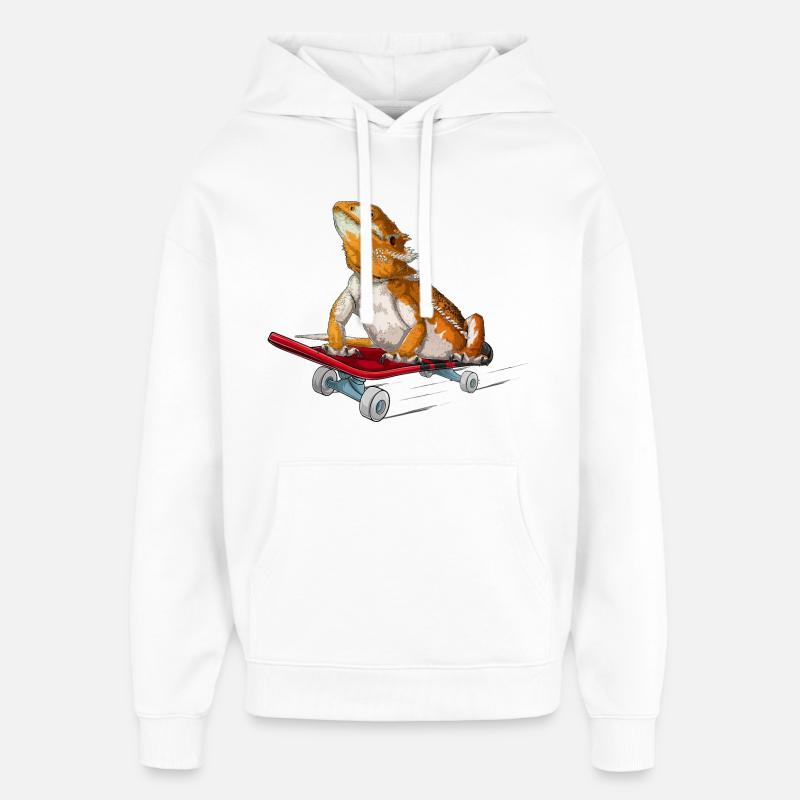 Bartdrache auf einem Skateboard - Oversized Unisex Hoodie von Stanley/Stella - Weiß