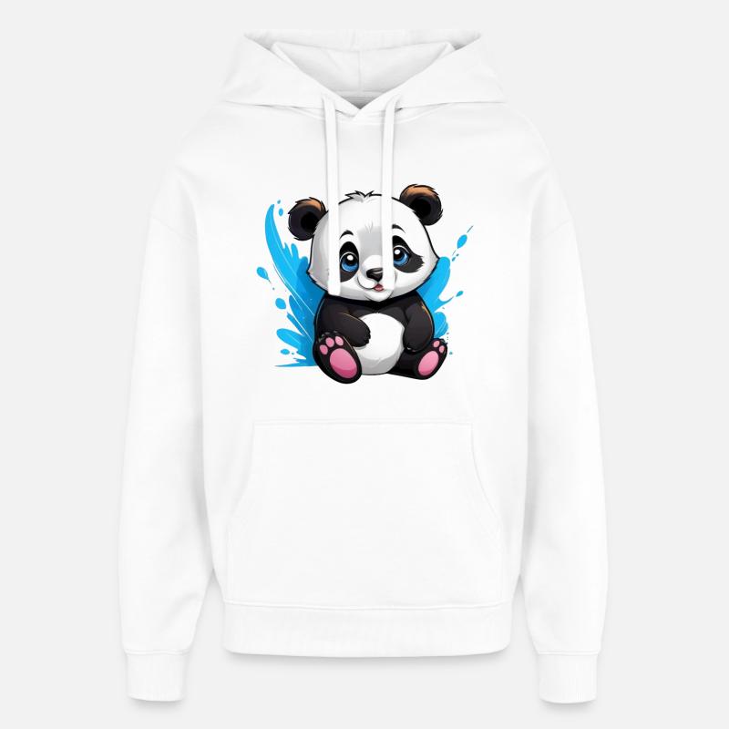 Panda Ours - Sweat à capuche unisexe Stanley/Stella Oversized - blanc