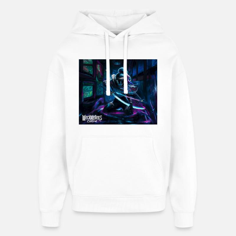 Graffiti Anime Samurai - Oversized Unisex Hoodie by Stanley/Stella - white