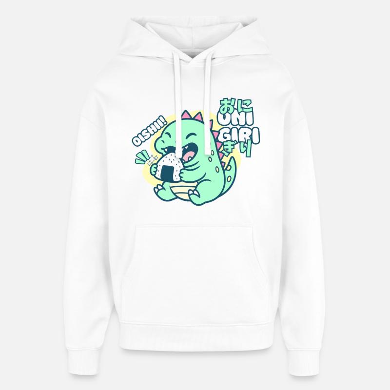 Dinosaure Onigiri mignon - Sweat à capuche unisexe Stanley/Stella Oversized - blanc