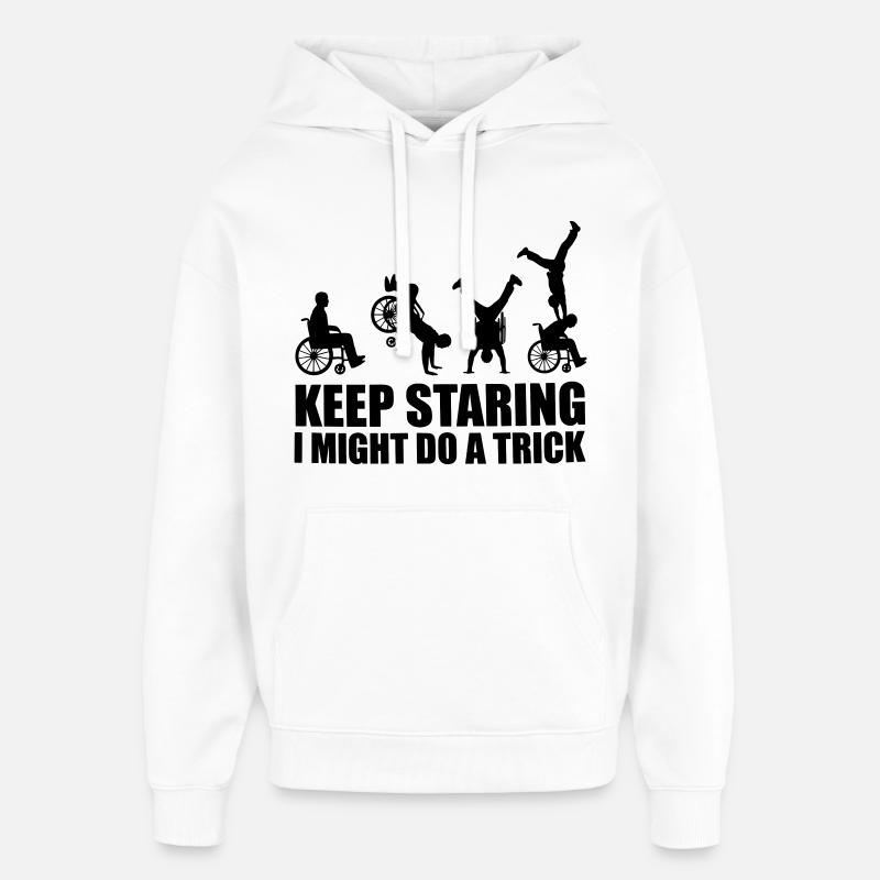 Surveillez cet utilisateur de fauteuil roulant # - Sweat à capuche unisexe Stanley/Stella Oversized - blanc
