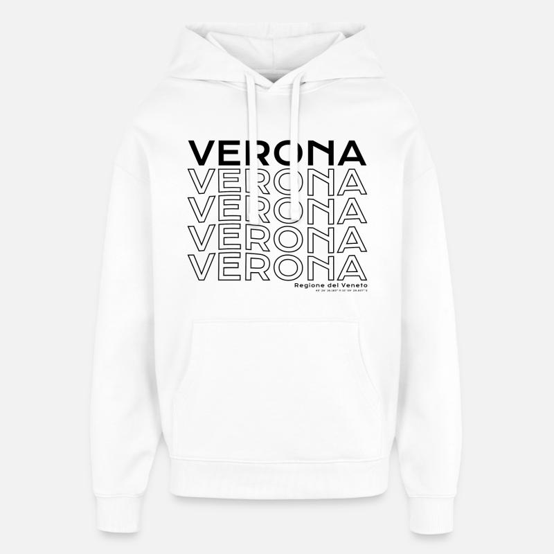 Vérone Italie Typographie - Sweat à capuche unisexe Stanley/Stella Oversized - blanc