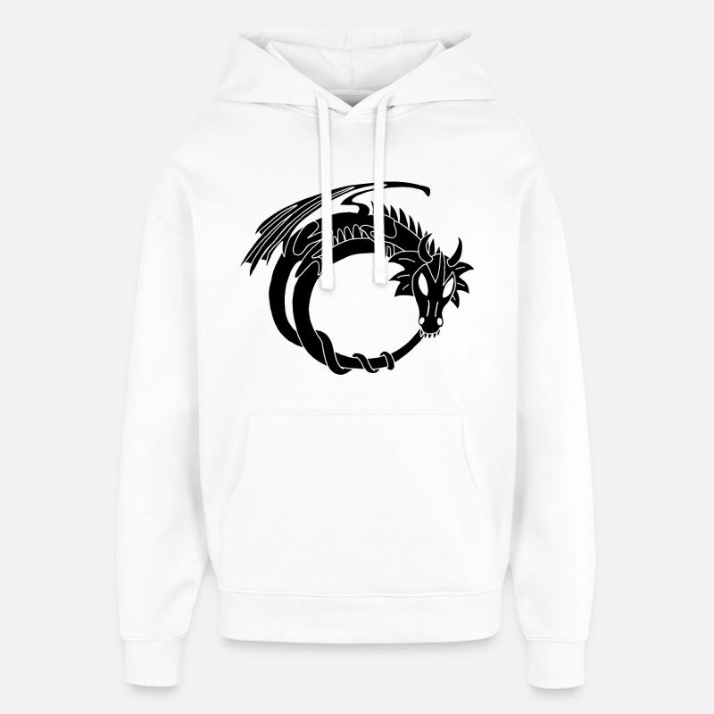 L'anneau du dragon noir - Sweat à capuche unisexe Stanley/Stella Oversized - blanc