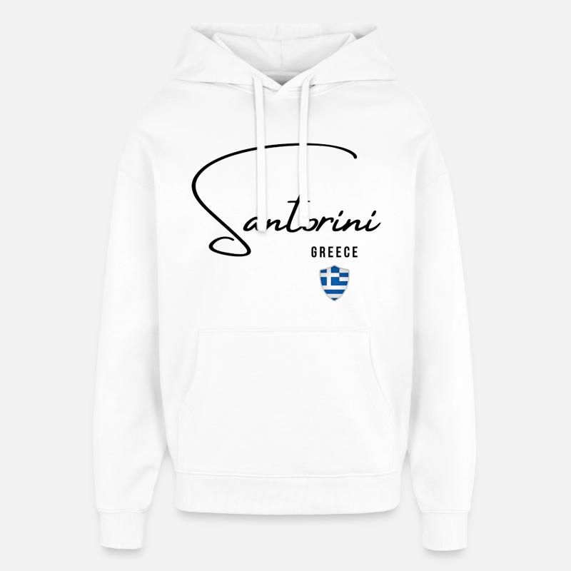 Design élégant Santorini, fierté grecque - Sweat à capuche unisexe Stanley/Stella Oversized - blanc