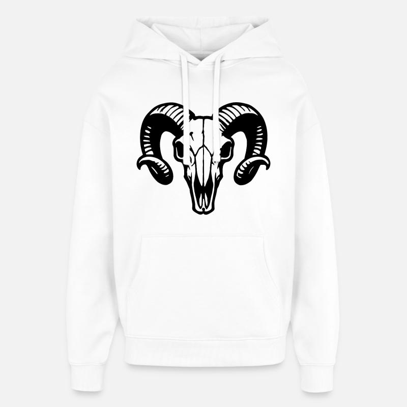 Widderkopf Schädel mit Hörnern - Rammbock - Oversized Unisex Hoodie von Stanley/Stella - Weiß