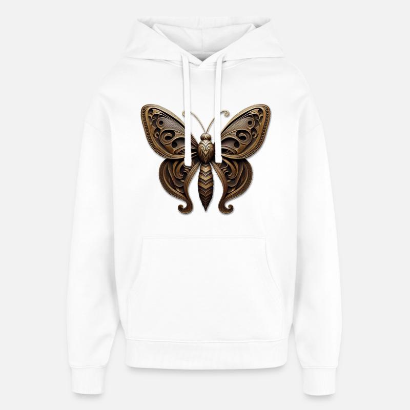 Ornement papillon steampunk - Sweat à capuche unisexe Stanley/Stella Oversized - blanc