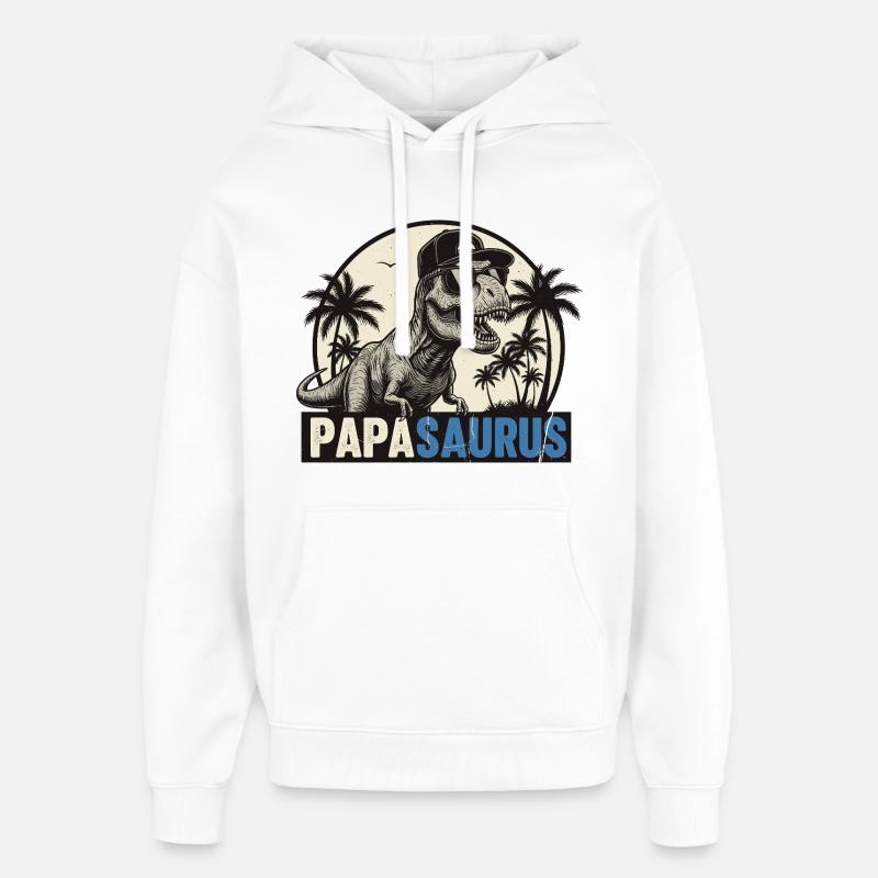 Papasaurus – Cool T-Rex Father Design - Sweat à capuche unisexe Stanley/Stella Oversized - blanc
