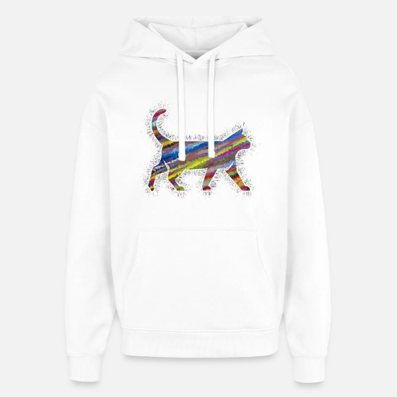Animaux arc-en-ciel Prisme Chat - Sweat à capuche unisexe Stanley/Stella Oversized - blanc