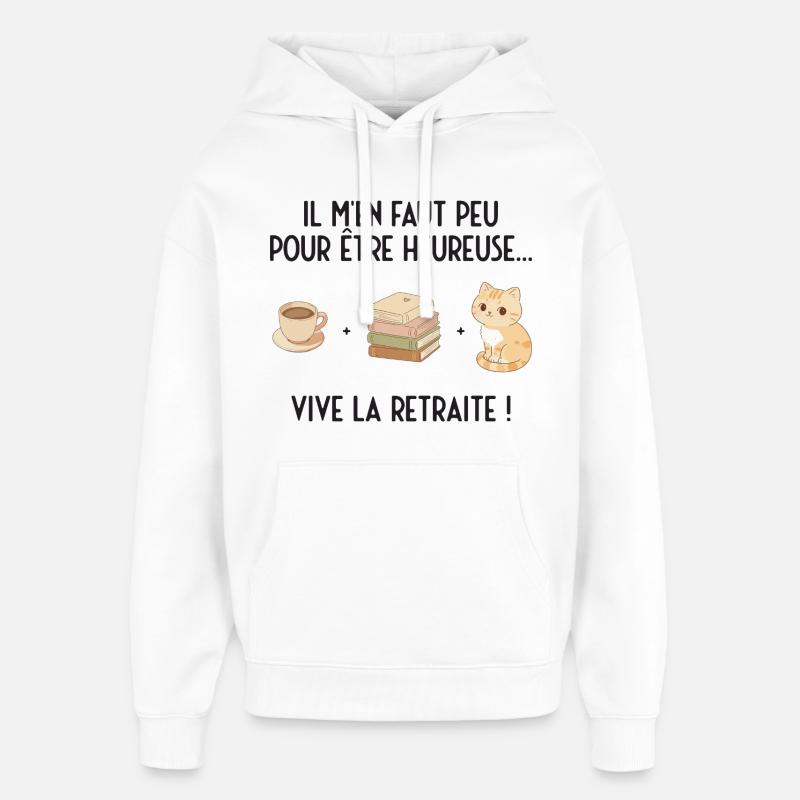 Douce Retraite (texte noir) - Sweat à capuche unisexe Stanley/Stella Oversized - blanc