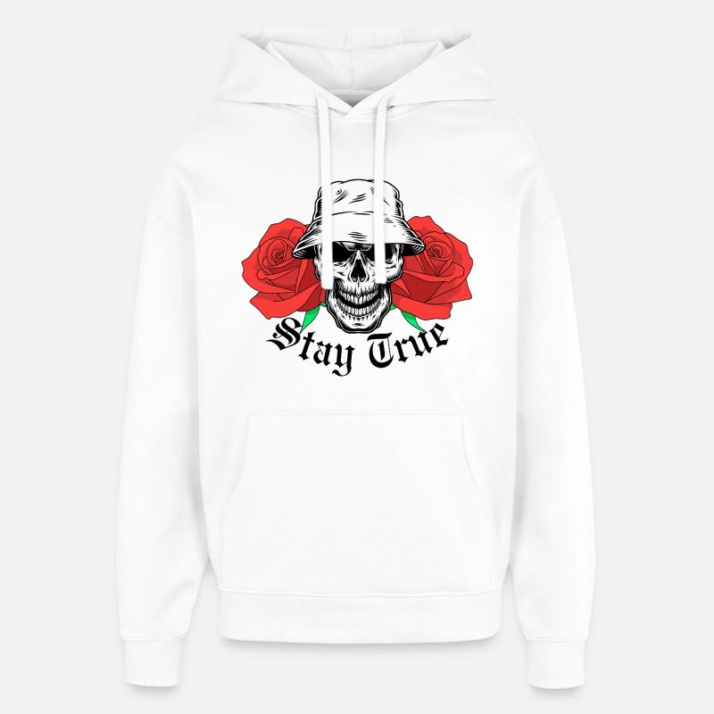 Reste True Skull - Sweat à capuche unisexe Stanley/Stella Oversized - blanc